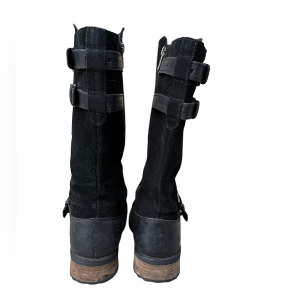 UGG Womens Black Suede Leather EVERGLAYDE Biker Buckle Zip Boots Sz 8 - Picture 4 of 15